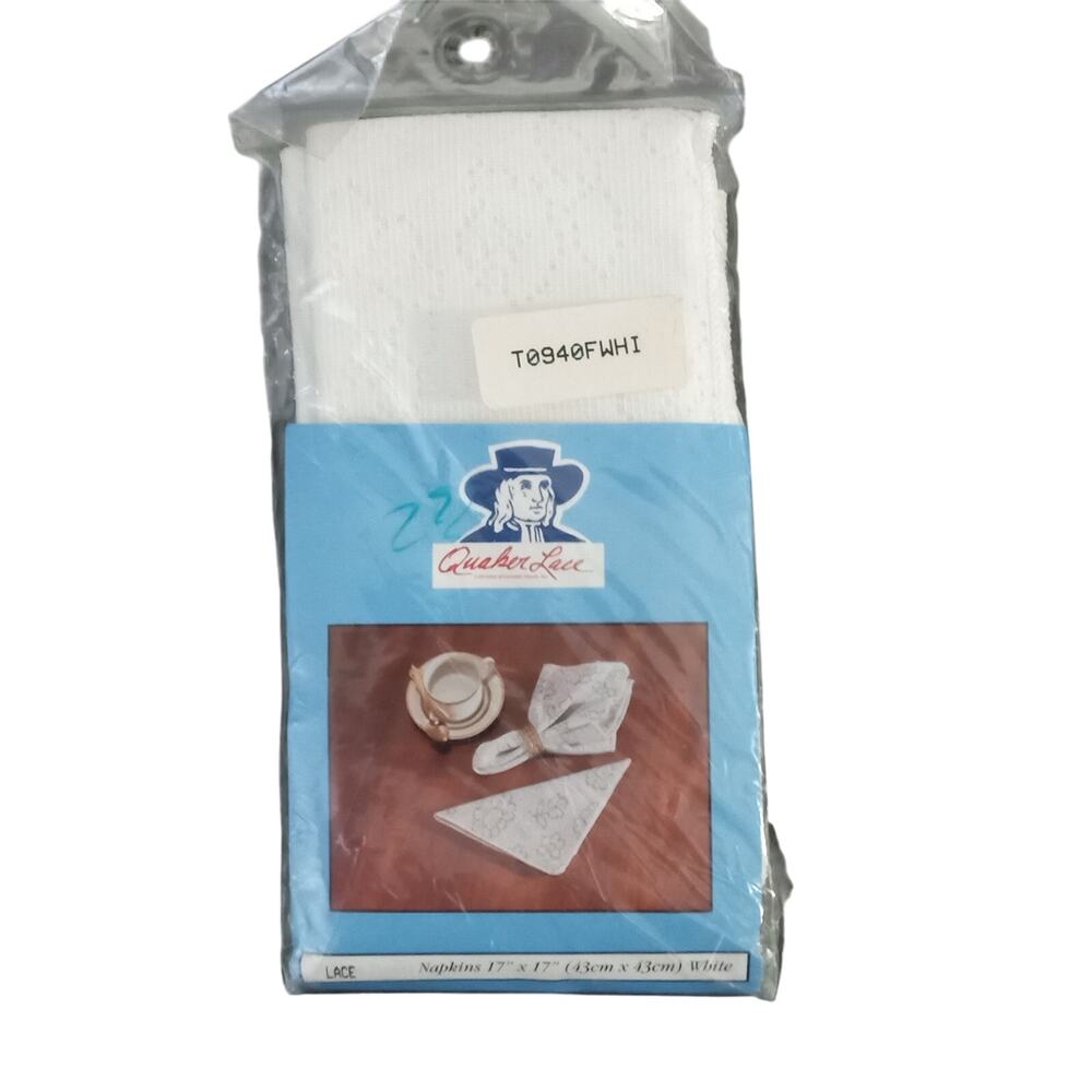 Quaker Lace Dinner Napkins White Set of 4 Vintage In Package